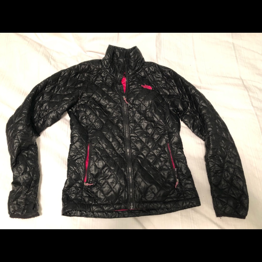 North face pink and black two part winter jacket